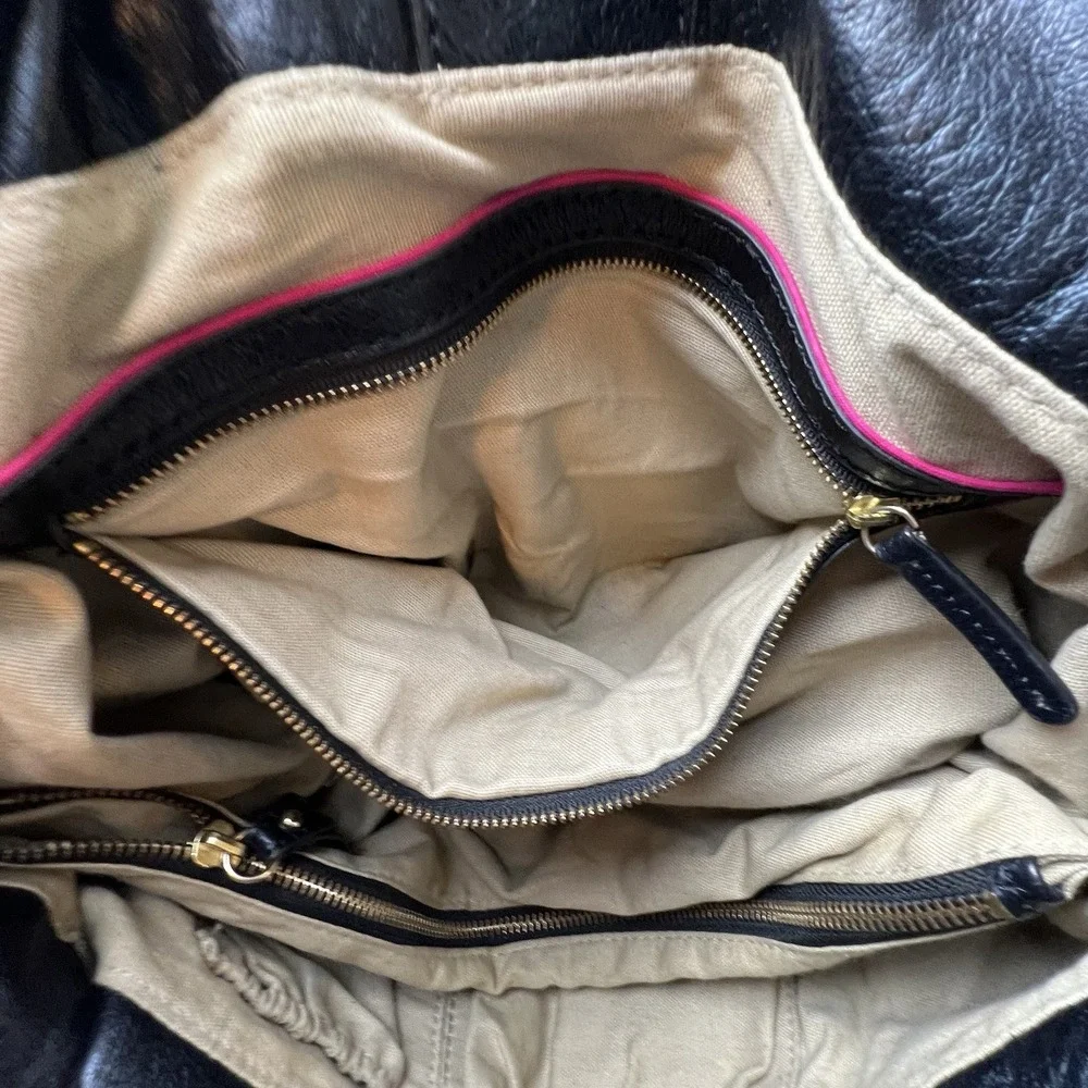 Elliott Luca pebbled black leather and chain purse shoulder bag